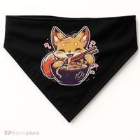 Cute Japanese Anime Kawaii Fox Eating Ramen Ns USA-Made Doggie Bandana thumb 0