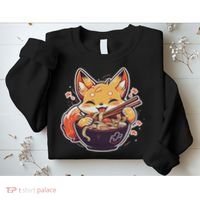 Cute Japanese Anime Kawaii Fox Eating Ramen Ns Sweatshirt thumb 2