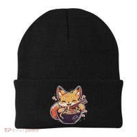 Cute Japanese Anime Kawaii Fox Eating Ramen Ns Beanie thumb 0