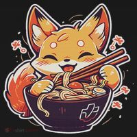 Cute Japanese Anime Kawaii Fox Eating Ramen Ns Mousepad thumb 1