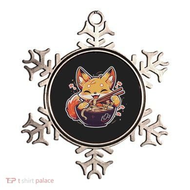 Cute Japanese Anime Kawaii Fox Eating Ramen Ns Ornament