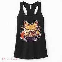 Cute Japanese Anime Kawaii Fox Eating Ramen Ns Women's Tank Top thumb 0