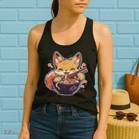 Cute Japanese Anime Kawaii Fox Eating Ramen Ns Women's Tank Top thumb 2