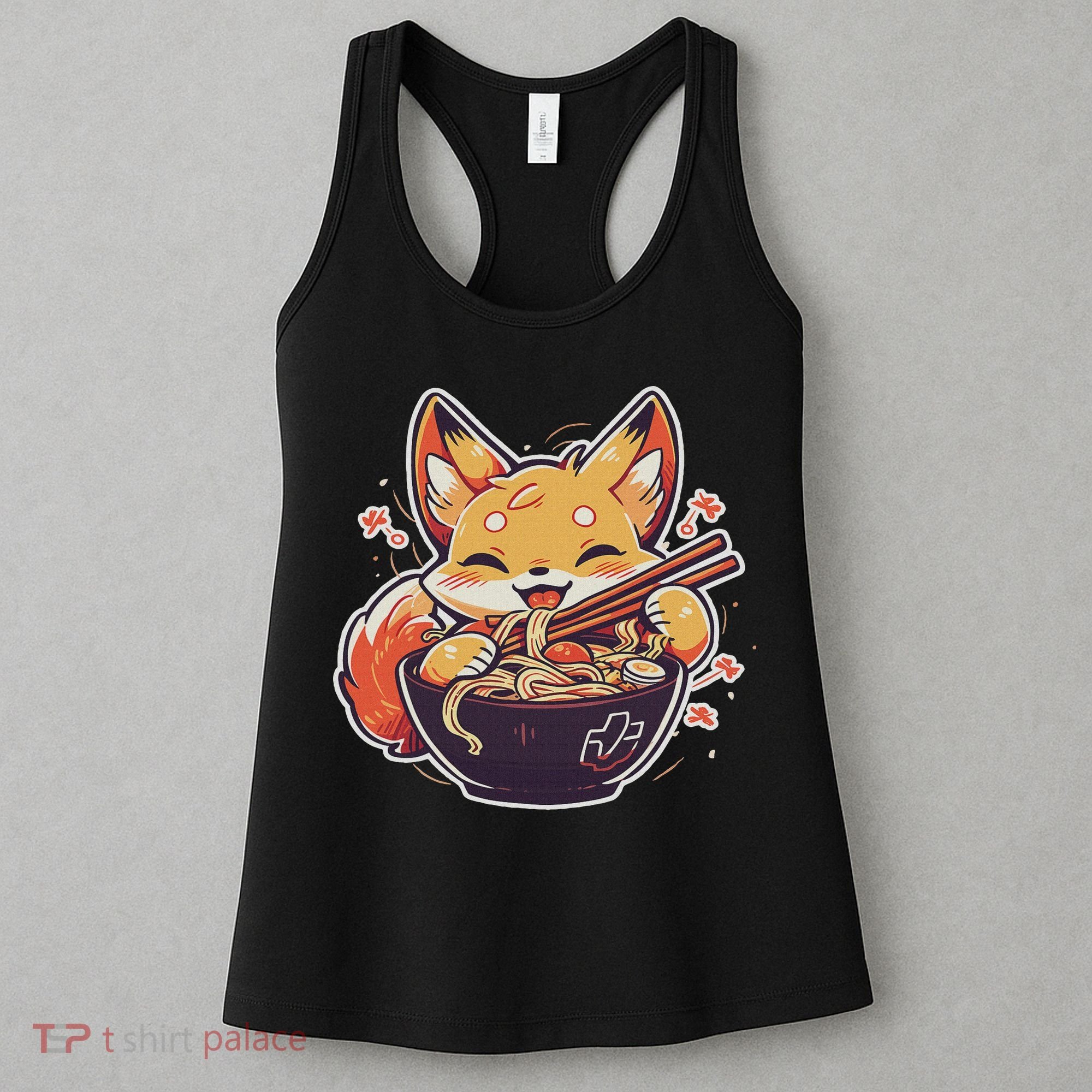 Cute Japanese Anime Kawaii Fox Eating Ramen Ns Women's Tank Top