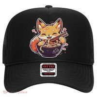Cute Japanese Anime Kawaii Fox Eating Ramen Ns Hat thumb 0