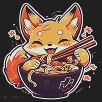 Cute Japanese Anime Kawaii Fox Eating Ramen Ns Hat thumb 2
