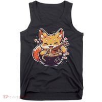 Cute Japanese Anime Kawaii Fox Eating Ramen Ns Tank Top thumb 0