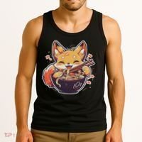 Cute Japanese Anime Kawaii Fox Eating Ramen Ns Tank Top thumb 3