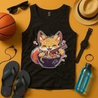 Cute Japanese Anime Kawaii Fox Eating Ramen Ns Tank Top thumb 4