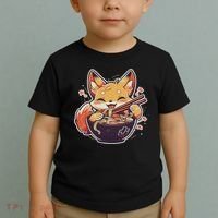Cute Japanese Anime Kawaii Fox Eating Ramen Ns Toddler T-Shirt thumb 2