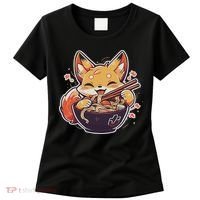 Cute Japanese Anime Kawaii Fox Eating Ramen Ns Women's T-Shirt thumb 0