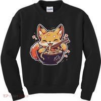 Cute Japanese Anime Kawaii Fox Eating Ramen Ns Kids Sweatshirt thumb 0
