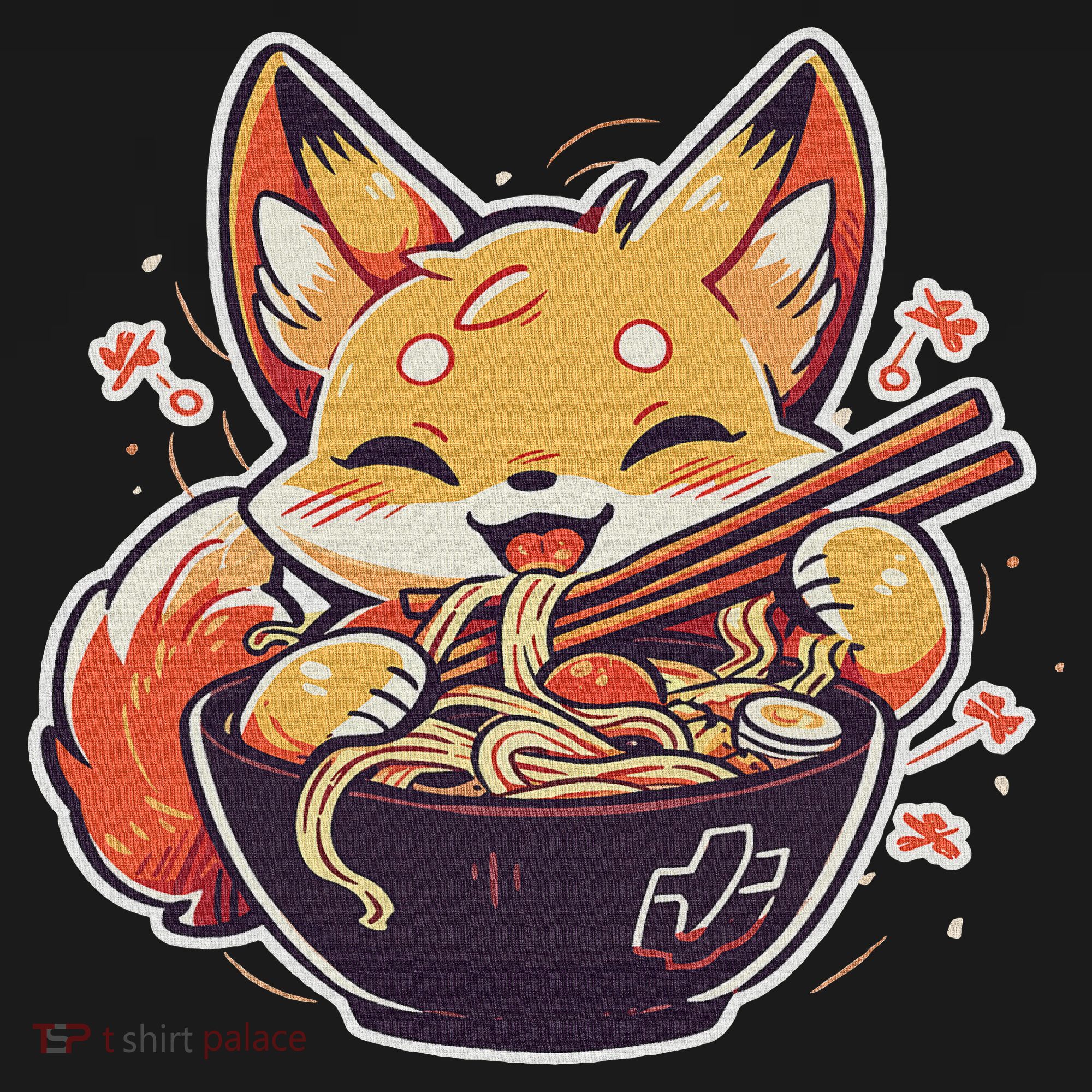 Cute Japanese Anime Kawaii Fox Eating Ramen Ns Kids Sweatshirt