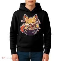 Cute Japanese Anime Kawaii Fox Eating Ramen Ns Kids Hoodie thumb 4