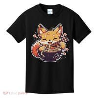 Cute Japanese Anime Kawaii Fox Eating Ramen Ns Kids T-Shirt thumb 0