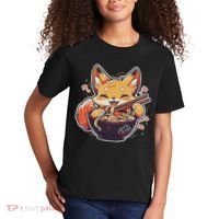 Cute Japanese Anime Kawaii Fox Eating Ramen Ns Kids T-Shirt thumb 2
