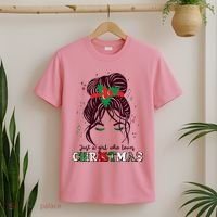 Cute Just A Girl Who Loves Christmas T-Shirt thumb 2