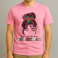 Cute Just A Girl Who Loves Christmas T-Shirt thumb 3