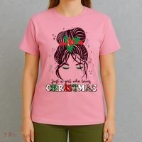 Cute Just A Girl Who Loves Christmas T-Shirt thumb 4