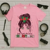 Cute Just A Girl Who Loves Christmas T-Shirt thumb 5