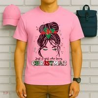 Cute Just A Girl Who Loves Christmas T-Shirt thumb 6