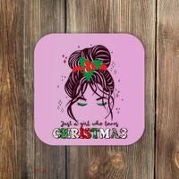 Cute Just A Girl Who Loves Christmas Coaster thumb 0