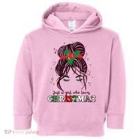 Cute Just A Girl Who Loves Christmas Toddler Hoodie thumb 0