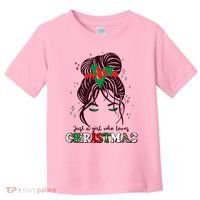 Cute Just A Girl Who Loves Christmas Toddler T-Shirt thumb 0