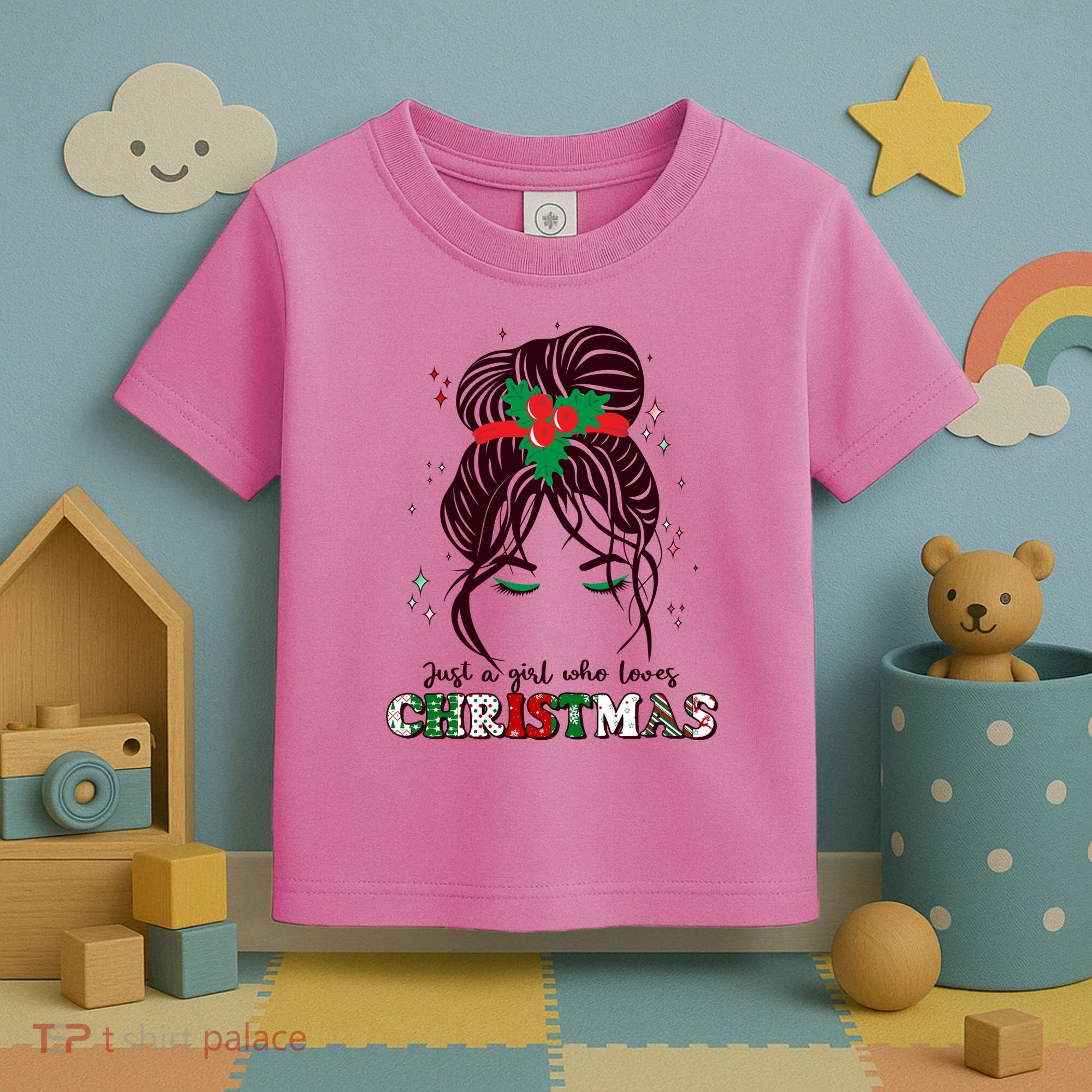 Cute Just A Girl Who Loves Christmas Toddler T-Shirt