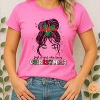Cute Just A Girl Who Loves Christmas Women's T-Shirt thumb 2