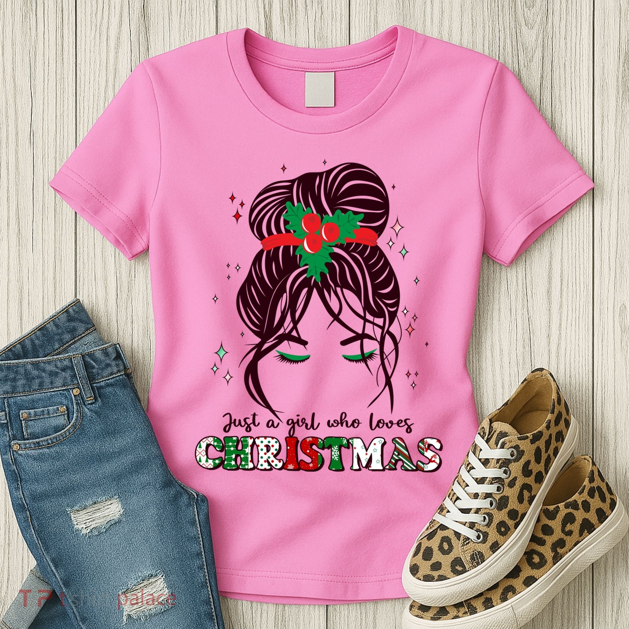 Cute Just A Girl Who Loves Christmas Women's T-Shirt