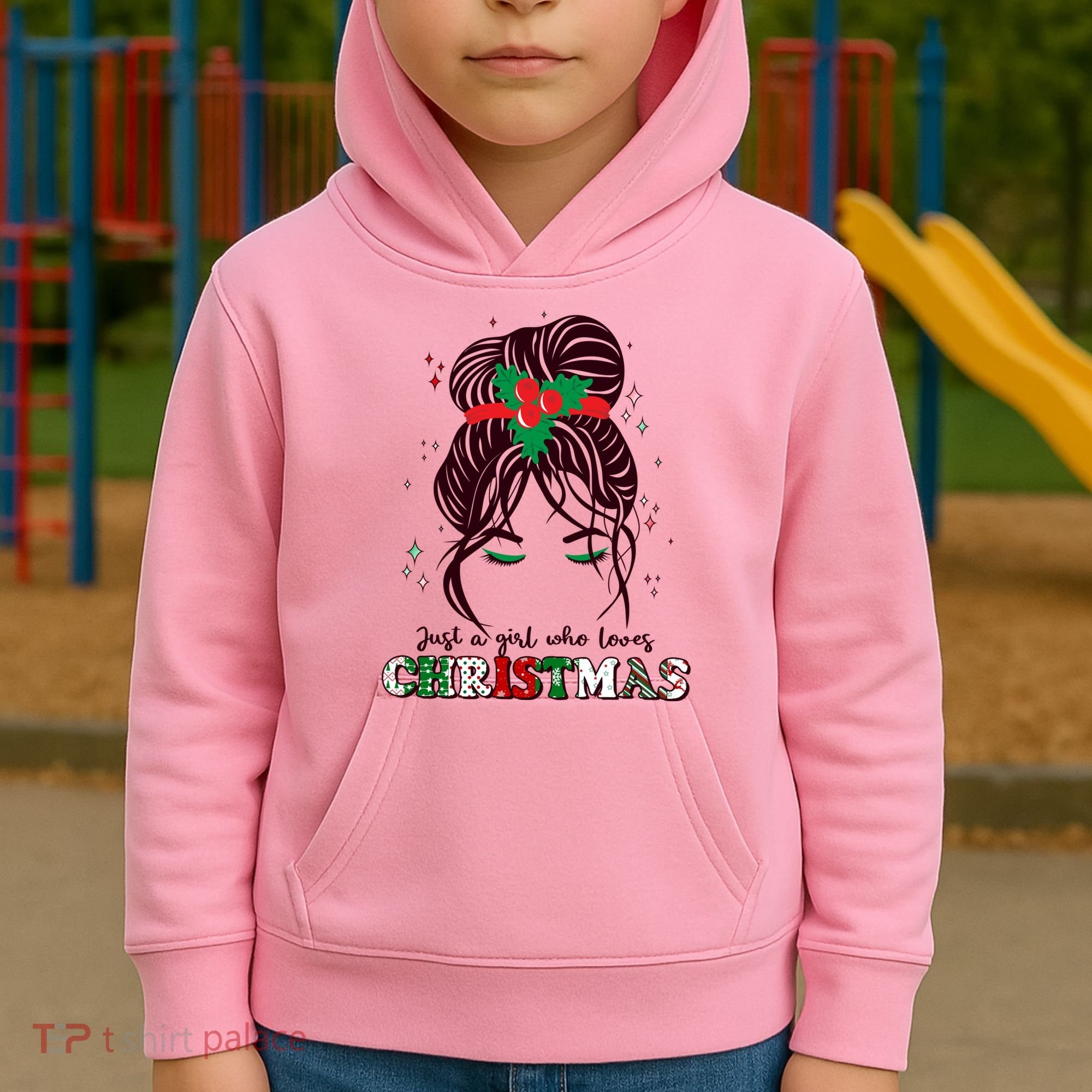 Cute Just A Girl Who Loves Christmas Kids Hoodie
