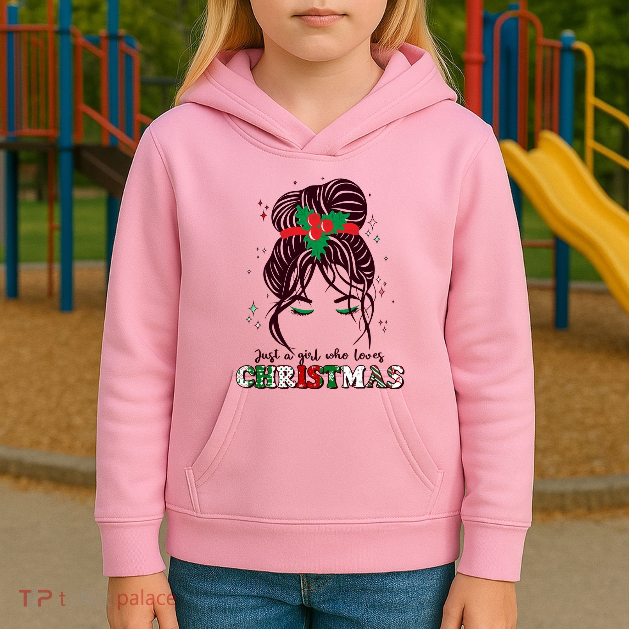 Cute Just A Girl Who Loves Christmas Kids Hoodie