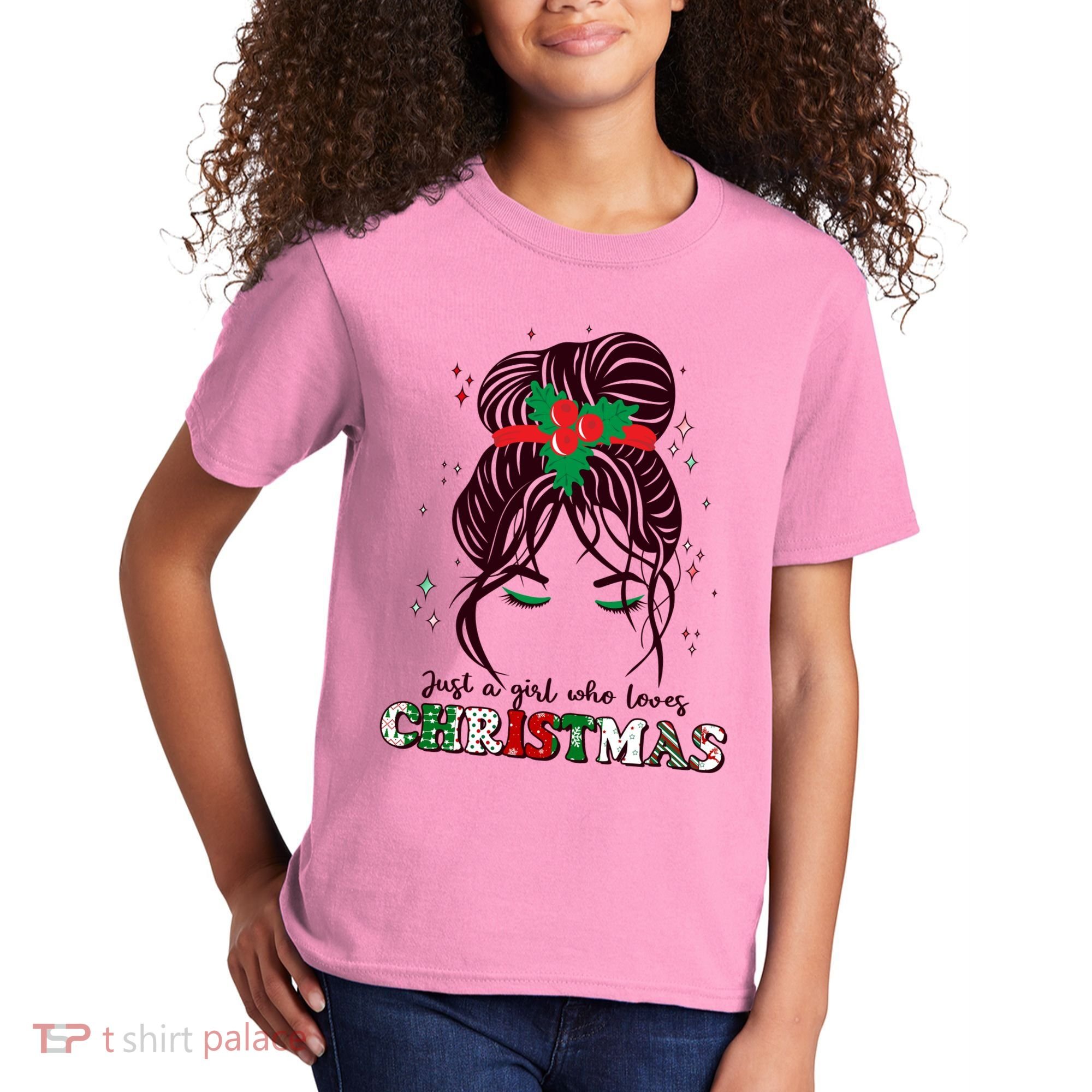 Cute Just A Girl Who Loves Christmas Kids T-Shirt