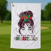 Cute Just A Girl Who Loves Christmas Golf Towel thumb 1