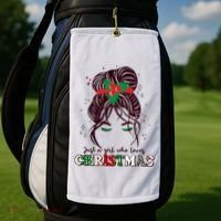 Cute Just A Girl Who Loves Christmas Golf Towel thumb 2
