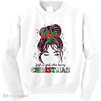 Cute Just A Girl Who Loves Christmas Kids Sweatshirt thumb 0