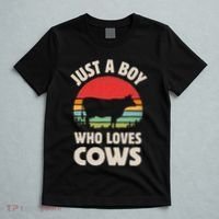 Cow Just A Who Loves Retro Farm Animal Farmer Sunset T-Shirt thumb 5
