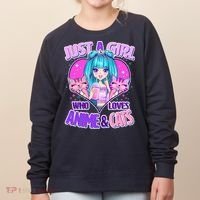 Cute Just A Girl Who Love Anime And Cats Women's Sweatshirt thumb 0