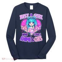 Cute Just A Girl Who Love Anime And Cats Long Sleeve Shirt thumb 0