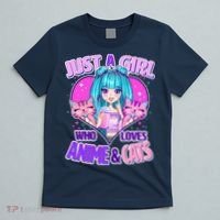 Cute Just A Girl Who Love Anime And Cats T-Shirt thumb 5