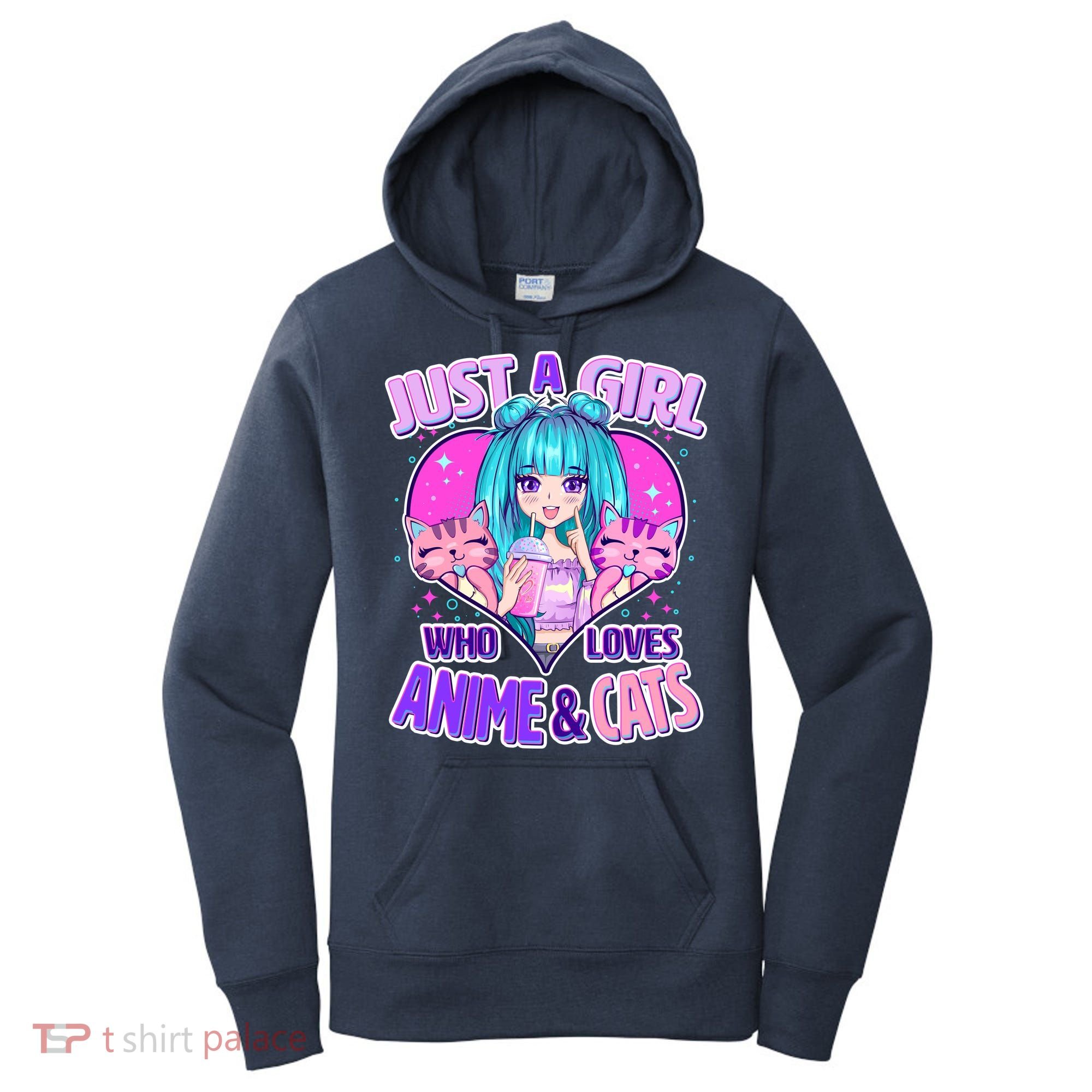 Cute Just A Girl Who Love Anime And Cats Women's Hoodie