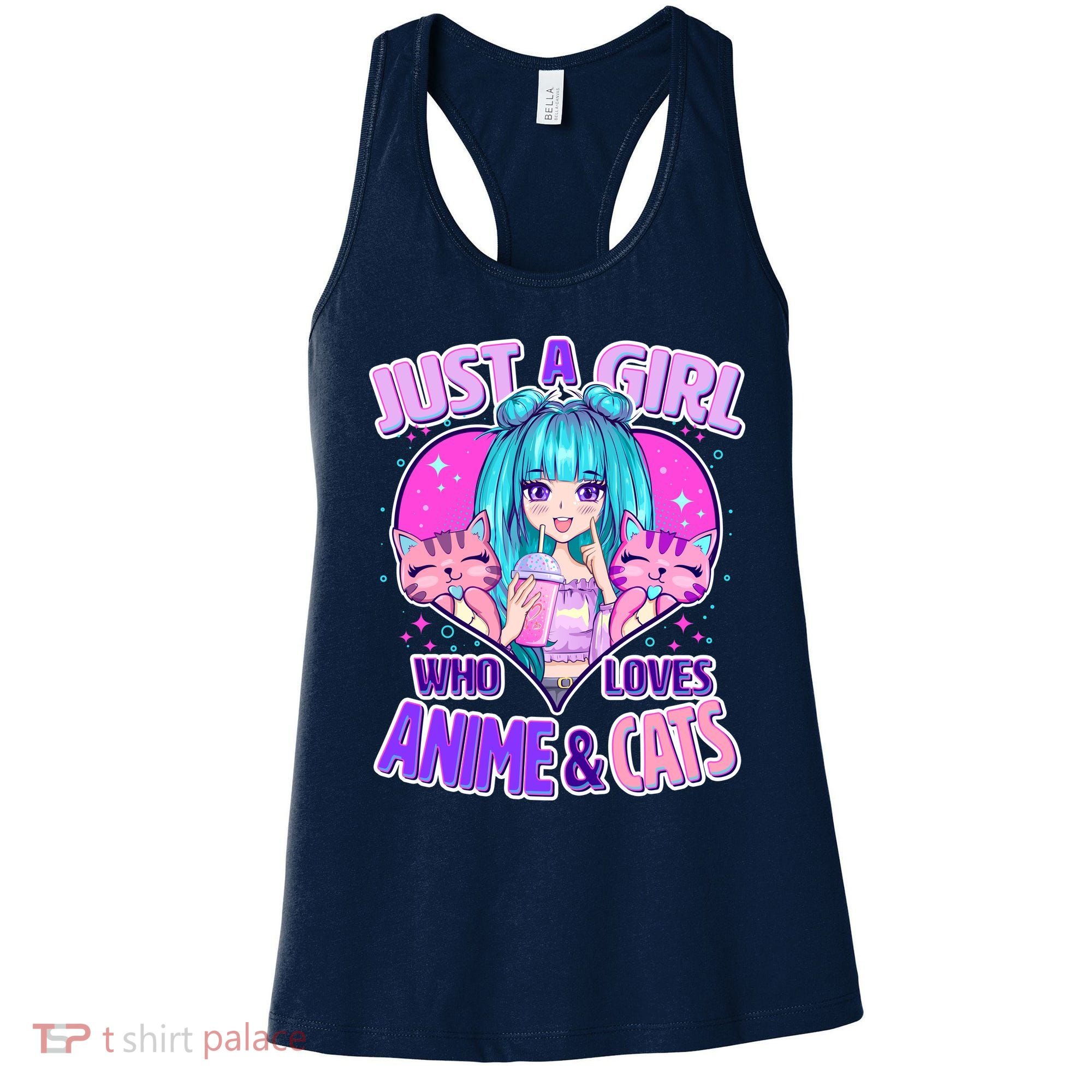 Cute Just A Girl Who Love Anime And Cats Women's Tank Top