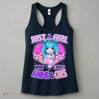 Cute Just A Girl Who Love Anime And Cats Women's Tank Top thumb 3