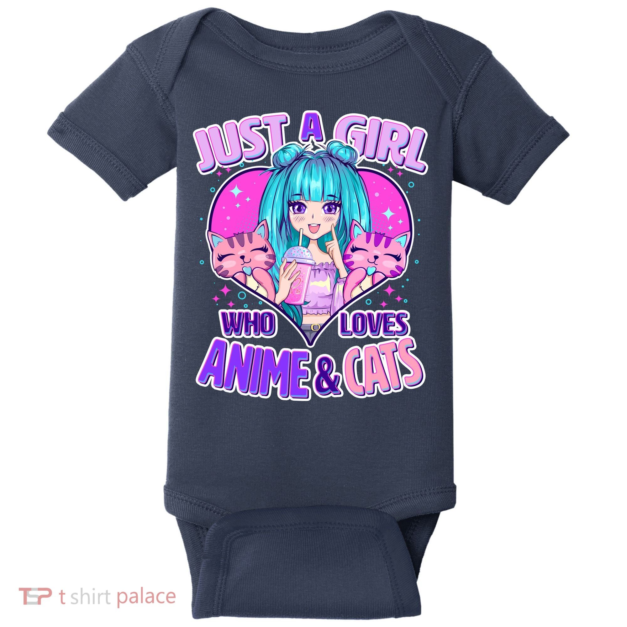 Cute Just A Girl Who Love Anime And Cats Baby Bodysuit