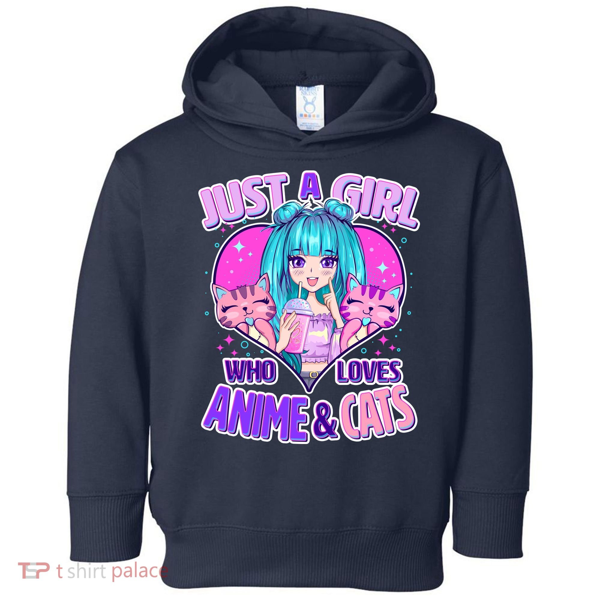 Cute Just A Girl Who Love Anime And Cats Toddler Hoodie