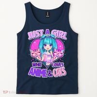 Cute Just A Girl Who Love Anime And Cats Tank Top thumb 2