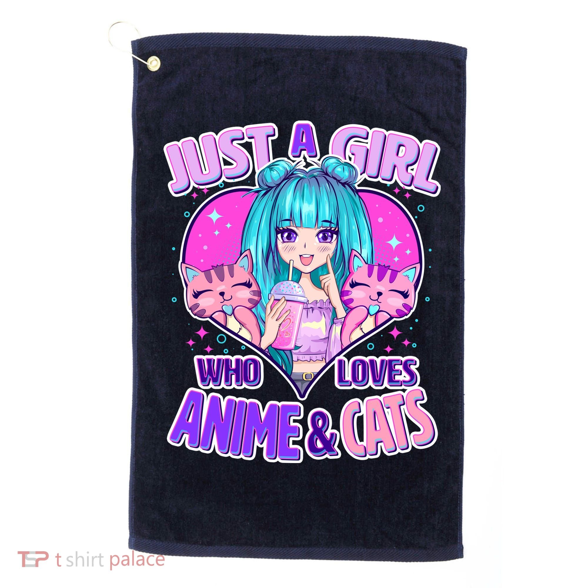 Cute Just A Girl Who Love Anime And Cats Golf Towel
