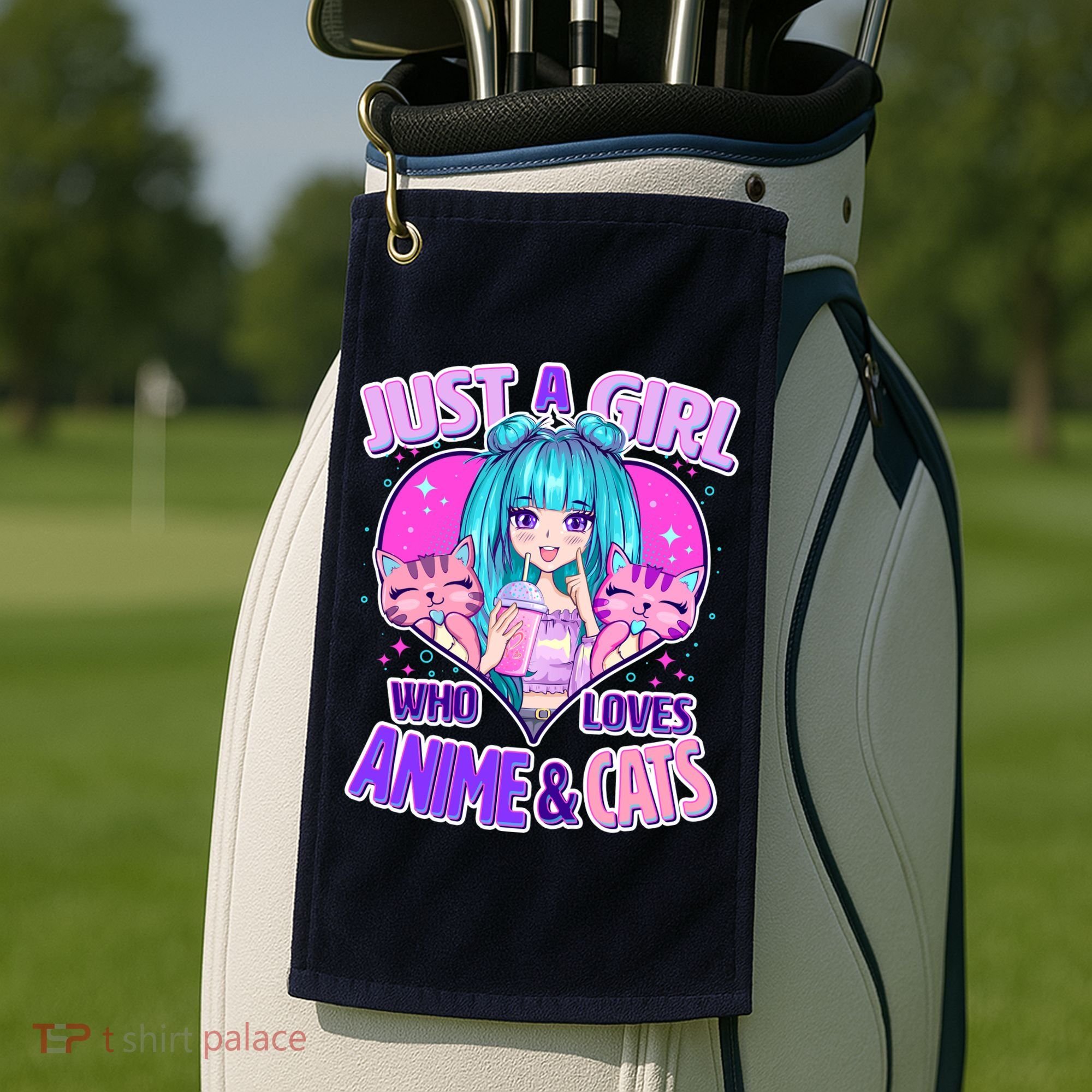 Cute Just A Girl Who Love Anime And Cats Golf Towel