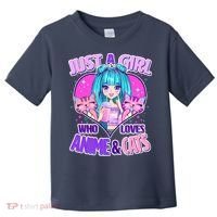 Cute Just A Girl Who Love Anime And Cats Toddler T-Shirt thumb 0